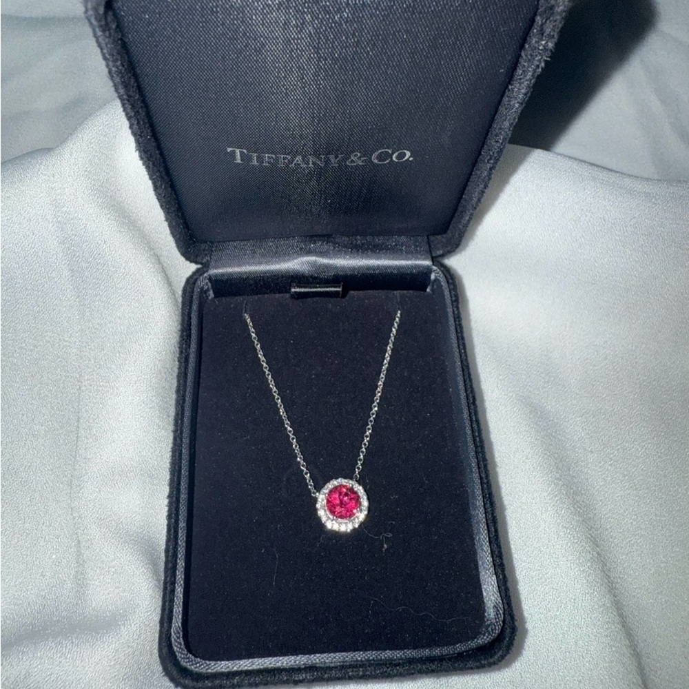 Tiffany & Co. Silver Necklace with Pink Gemstone